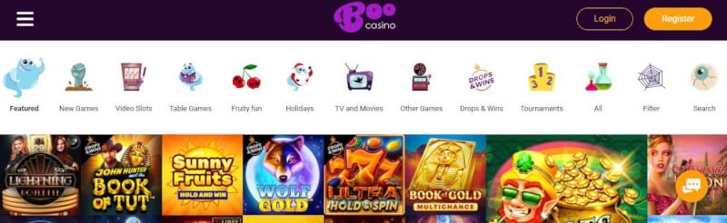 boo casino homepage provides casino games and offers for new players-logo