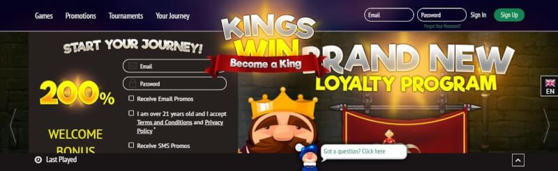 kingswin website offers casino games, ilk depozit bonusu və yeni oyunçular üçün təkliflər-loqosu