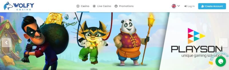 wolf casino homepage provides gambling games and offers for brand new players-logo