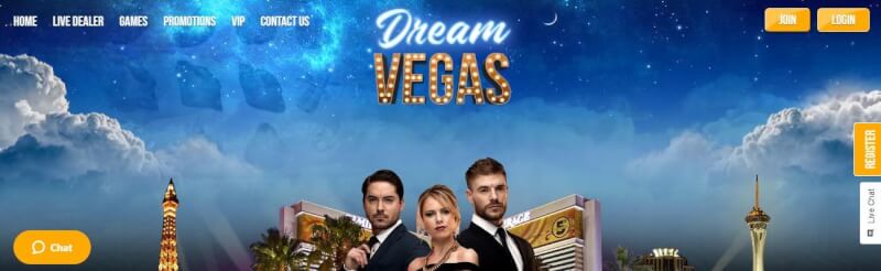 dream vegas homepage provides gambling games, first deposit bonus and offers for new players-logo