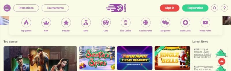yoyo casino homepage provides gambling games and offers for brand new players-logo
