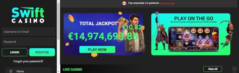 swift casino website offers casino games and campaigns for new players-logo