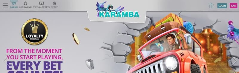 karamba casino homepage offers casino games and promotions for new players-logo