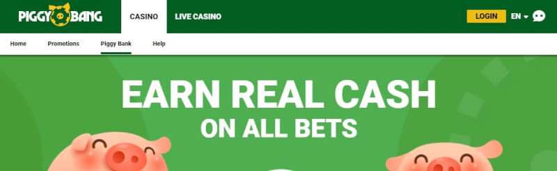 piggy bang homepage provides gambling games, first deposit extra and promotions for brand new players-logo