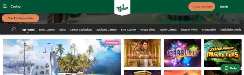 discover Mr Green on-line casino lobby features including games, bonuslar & extras-logo