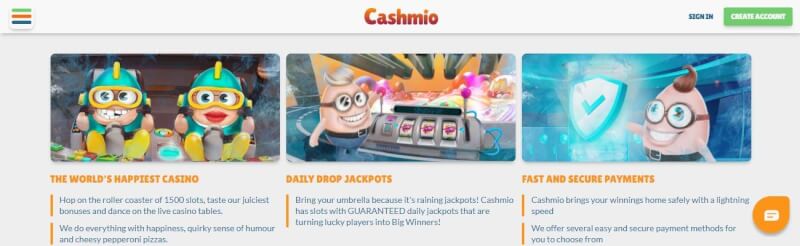 cashmio homepage provides gambling games, very first deposit bonus and campaigns for new players-logo