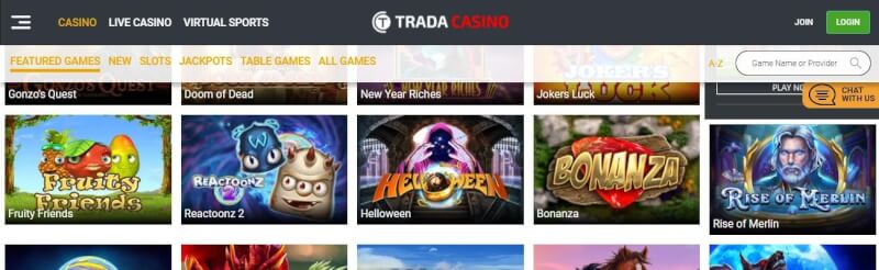 trada casino website offers casino games, ilk depozit bonusu və yeni oyunçular üçün promosyonlar-loqosu