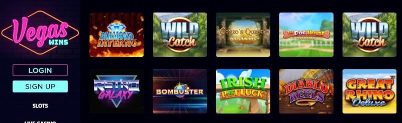 vegas wins casino homepage offers casino games, ilk depozit əlavə və yeni oyunçular üçün promosyonlar-loqosu