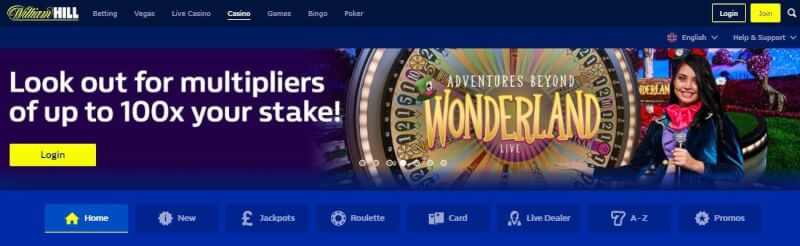 William hill casino website offers gambling games, ilk depozit bonusu və yeni oyunçular üçün kampaniyalar-loqosu