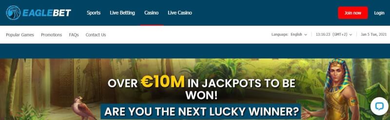 eaglebet website provides casino games, ilk depozit bonusu və yeni oyunçular üçün kampaniyalar-loqosu