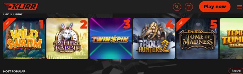 klirr casino website provides gambling games, ilk depozit bonusu və yeni oyunçular üçün kampaniyalar-loqosu