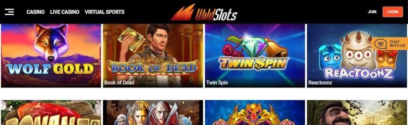 wildslots homepage provides casino games, ilk depozit əlavə və yeni oyunçular üçün promosyonlar-loqosu