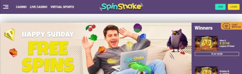 spinshake casino website provides gambling games, ilk depozit əlavə və yeni oyunçular üçün təkliflər-loqosu