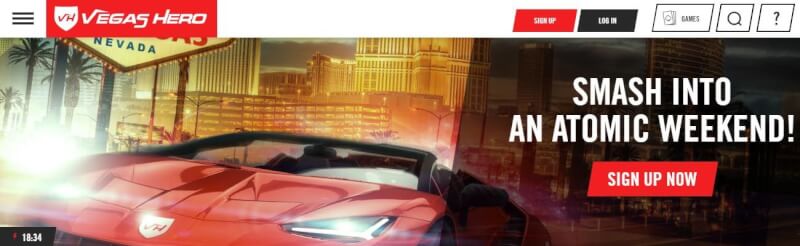 vegas hero casino website includes casino games, ilk depozit əlavə və yeni oyunçular üçün promosyonlar-loqosu