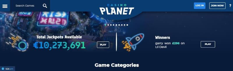 casino world lobby provides jackpot games, search games filter and promotions for new players-logo