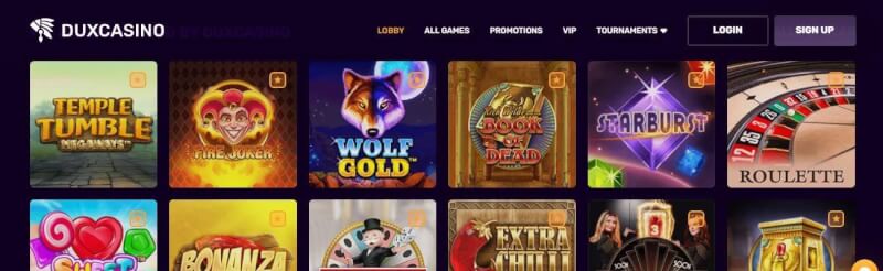 duxcasino website provides gambling games and promotions for brand new players-logo