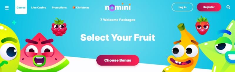 nomini casino website offers casino games, ilk depozit bonusu və yeni oyunçular üçün təkliflər-loqosu