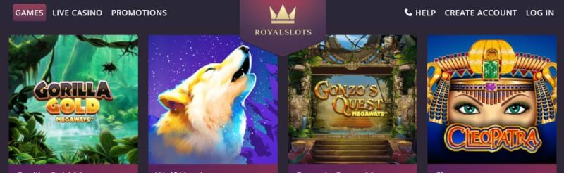 royal slots homepage provides casino games, ilk depozit əlavə və yeni oyunçular üçün təkliflər-loqosu