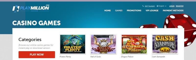 playmillion homepage provides gambling games and offers for new players-logo