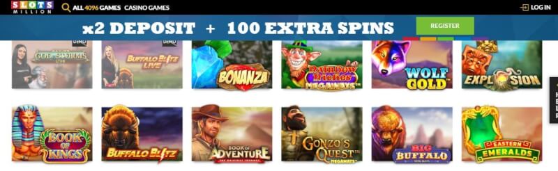 slotsmillion homepage offers casino games, ilk depozit bonusu və yeni oyunçular üçün kampaniyalar-loqosu