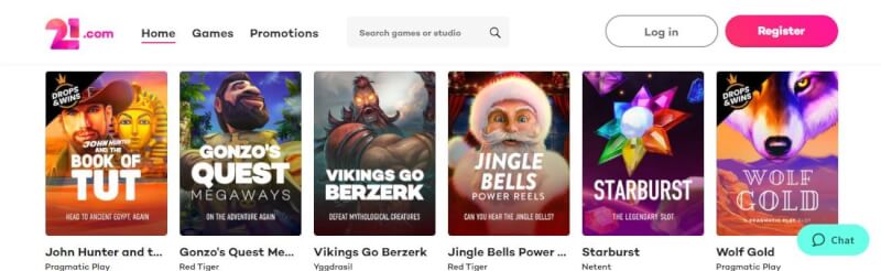 21.com homepage provides gambling games and campaigns for brand new players-logo