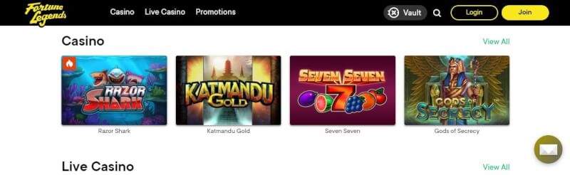 fortune legends website offers casino games, ilk depozit bonusu və yeni oyunçular üçün təkliflər-loqosu