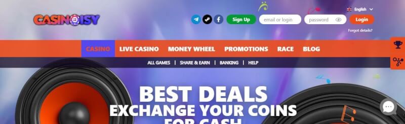 casinoisy homepage offers casino games, çox ilk depozit əlavə və yeni oyunçular üçün kampaniyalar-loqosu