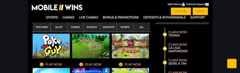 mobile wins casino website provides casino games, ilk depozit bonusu və yeni oyunçular üçün promosyonlar-loqosu