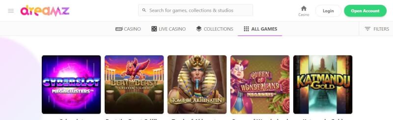 dreamz casino website provides gambling games and offers for new players-logo