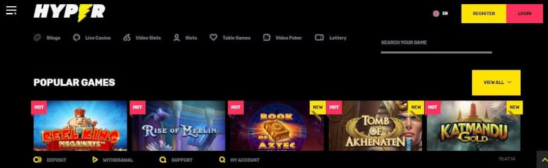 hyper casino website provides gambling games, first deposit extra and campaigns for brand new players-logo