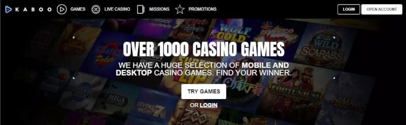 kaboo casino homepage offers casino games, ilk depozit bonusu və yeni oyunçular üçün promosyonlar-loqosu