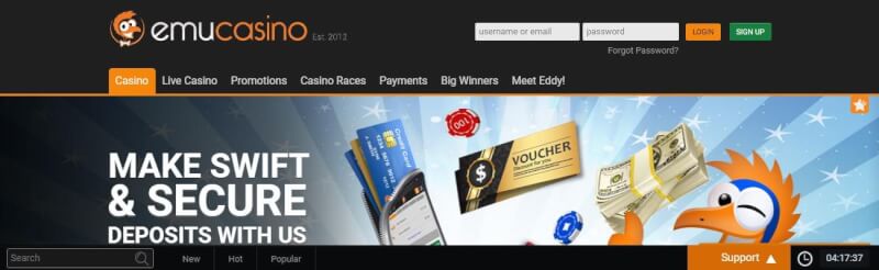 emu casino website provides gambling games, çox ilk depozit əlavə və yeni oyunçular üçün kampaniyalar-loqosu