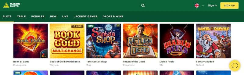 mason slots website offers casino games, ilk depozit bonusu və yeni oyunçular üçün təkliflər-loqosu