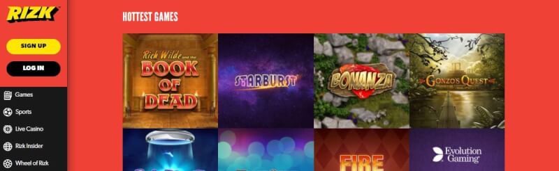 when you have a preference, you will know instantly before pressing to the lobby. Rizk Live Casino Screenshot. Game Options and Properties. Baccarat along with other casino games-logo