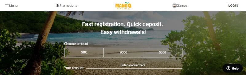 mango casino website provides gambling games and campaigns for new players-logo