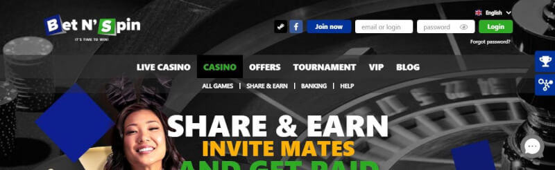 betnspin homepage offers gambling games, first deposit bonus and offers for new players-logo